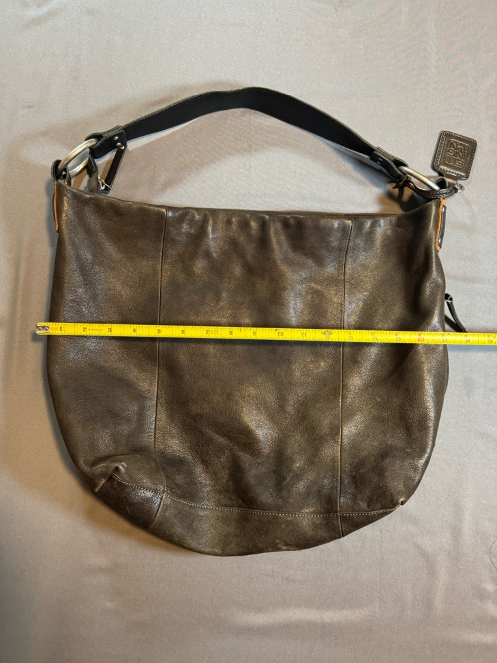 Ellington Large Brown Leather Hobo Bag with Ring Charm - Picture 5 of 6